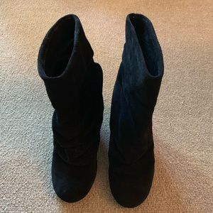 Brass Plum Black Suede Booties